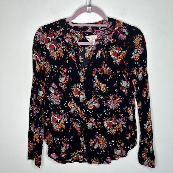 ANTHROPOLOGIE 52 Conversations Colloquial Button Down Fly The Coop Birds {A22} - Picture 2 of 5